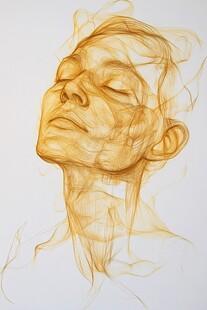 抽象线条勾勒的静谧人脸