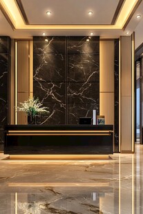 豪华大气的酒店大堂前台