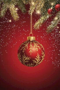 红色圣诞球挂饰节日氛围浓