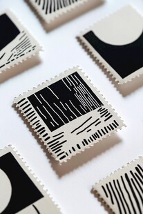 黑白几何图案方形物件