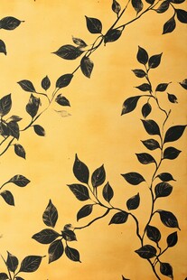 黄底黑叶藤蔓花纹图案
