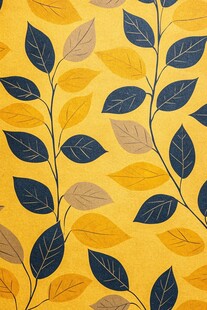 黄色背景叶形图案装饰图