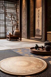 中式茶室雅致茶具与陈设