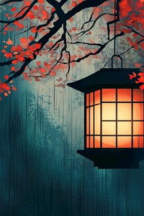 日式红灯笼与红叶景致