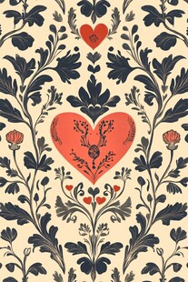 复古爱心花卉图案背景