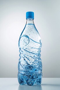 蓝色瓶装水的清新质感