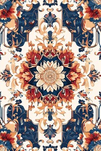 复古花卉锦缎图案设计