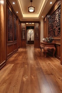 中式典雅木质走廊空间