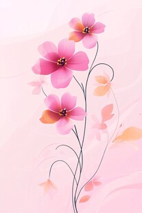 粉色花卉插画 柔美浪漫风