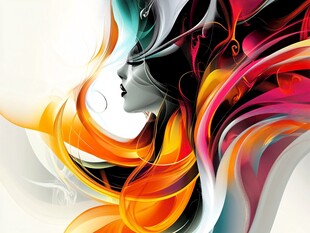 梦幻色彩抽象女性侧影