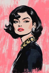 复古风优雅女士肖像插画