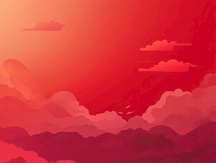 红色云海间的梦幻天空