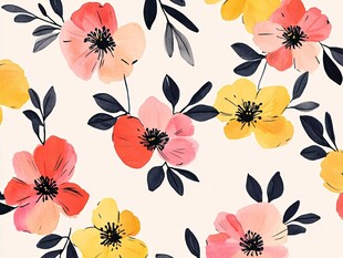 花卉水彩风无缝图案背景