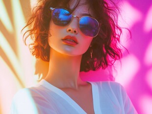 时尚墨镜美女的魅力瞬间