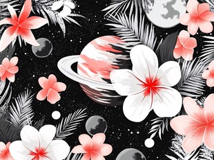 星际花卉奇幻图案