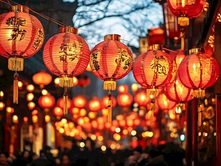 红灯笼营造喜庆节日氛围