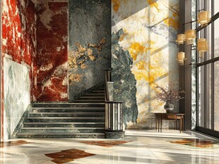 奢华大理石装饰的室内楼梯