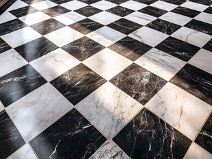 黑白格大理石地板纹理