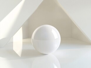 白色圆球于几何光影中
