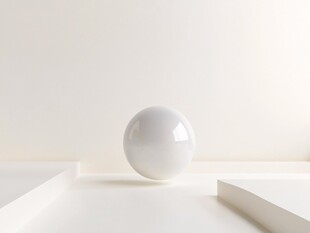 白色圆球置于简约空间