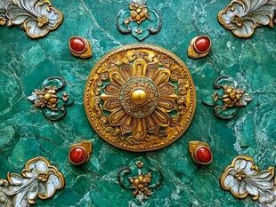 绿底金饰 华丽古典装饰图案