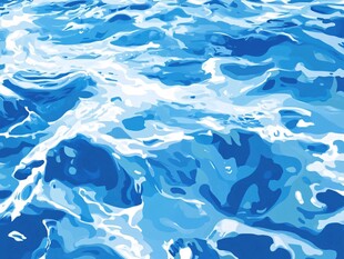 蓝色水波插画