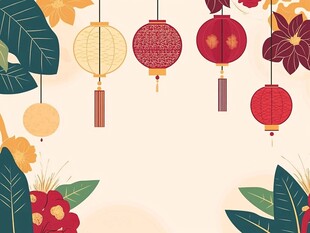 中式灯笼花卉装饰图案