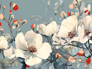 清新花卉插画 白色花朵绽放