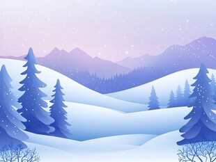 冬日山林雪景插画