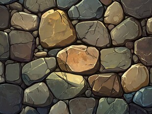 卡通风格石块堆砌墙面图