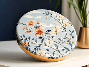 花卉图案圆形布艺坐垫