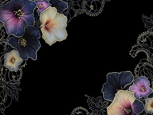 黑色背景花卉精致装饰图案