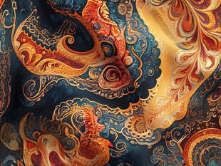 华丽复古风丝巾图案设计