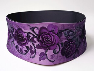 紫色玫瑰雕花时尚腰封