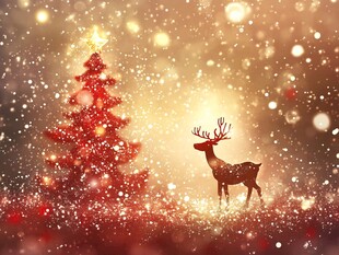 梦幻圣诞夜 驯鹿与圣诞树