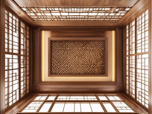 中式木质典雅室内空间