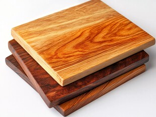堆叠的精美实木砧板