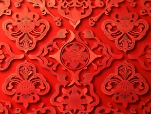 中式红色雕花装饰图案