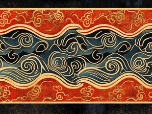 中式传统海浪祥云纹图案