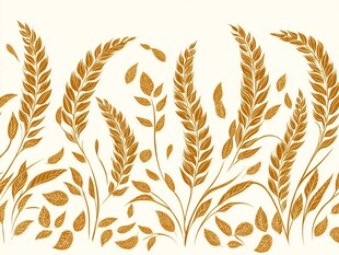 金色麦穗植物图案背景