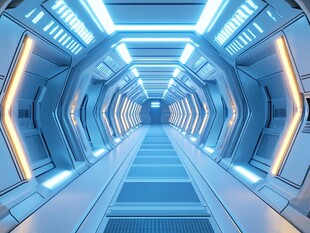 未来科幻风的太空通道