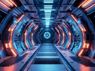 未来科技风的科幻隧道