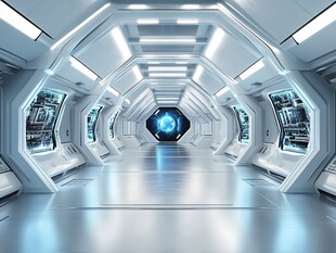 未来科技感的科幻走廊