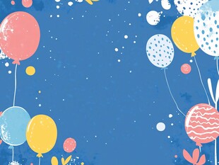 梦幻气球蓝色背景插画