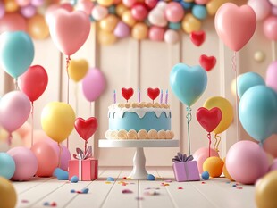 生日派对场景的甜蜜布置