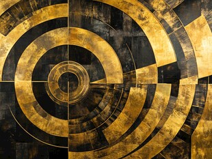 金色几何环形抽象艺术图案