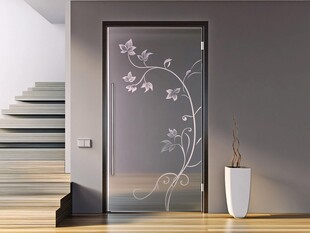 简约花纹玻璃门室内场景