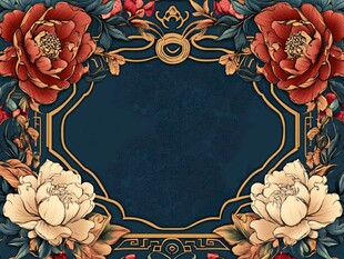 中式花卉边框装饰图案