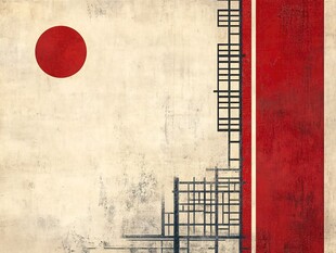 日式抽象几何风艺术画作