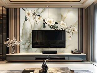 玉兰花电视背景墙客厅美